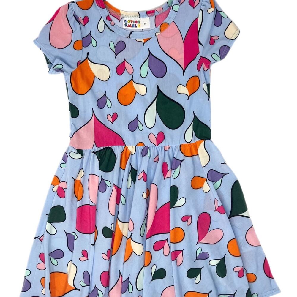 Brand New Dot Dot Smile Colored Hearts Cap Dress - 6/12M